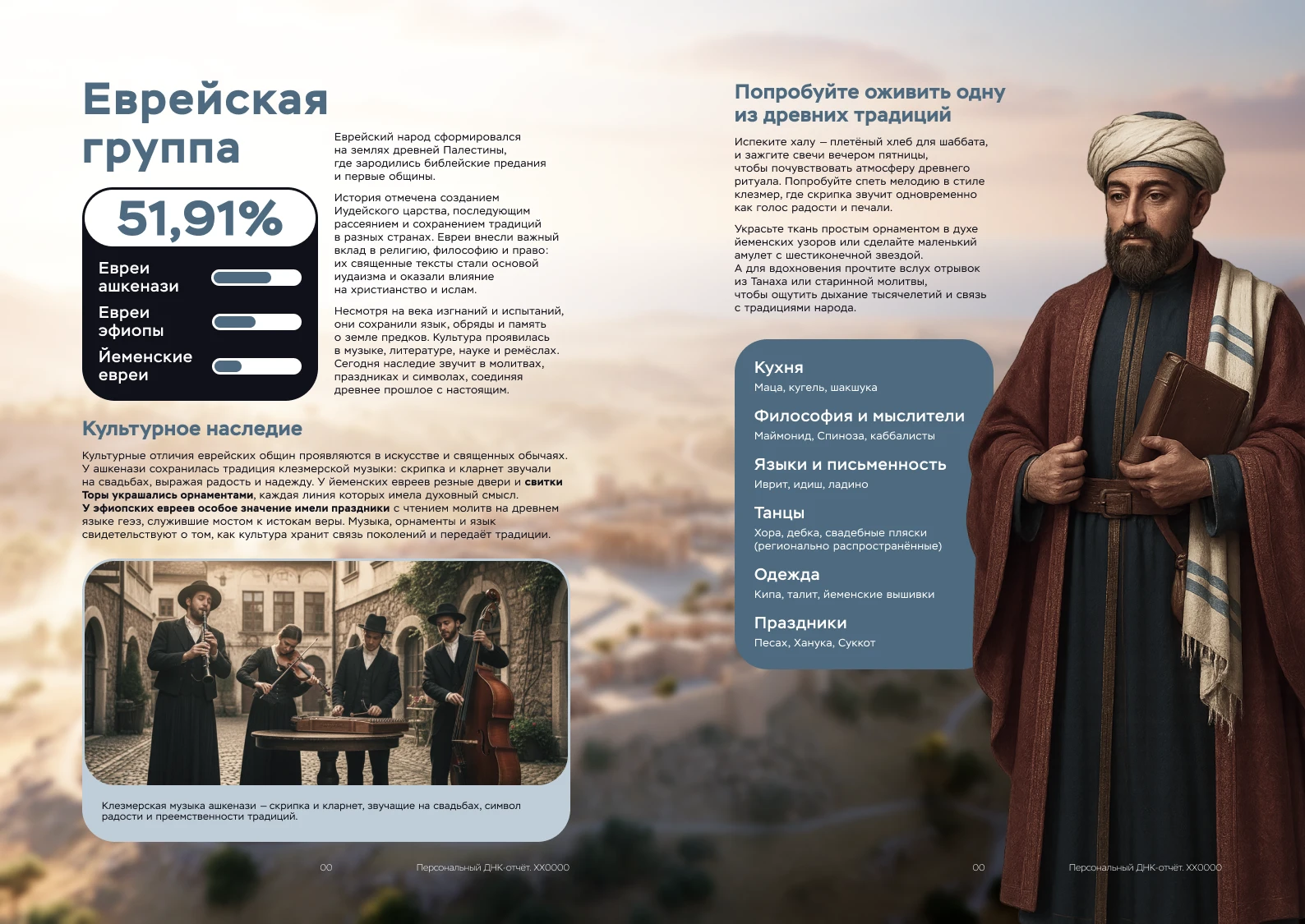 Пример отчёта ДНК-теста на происхождение: Еврейская группа