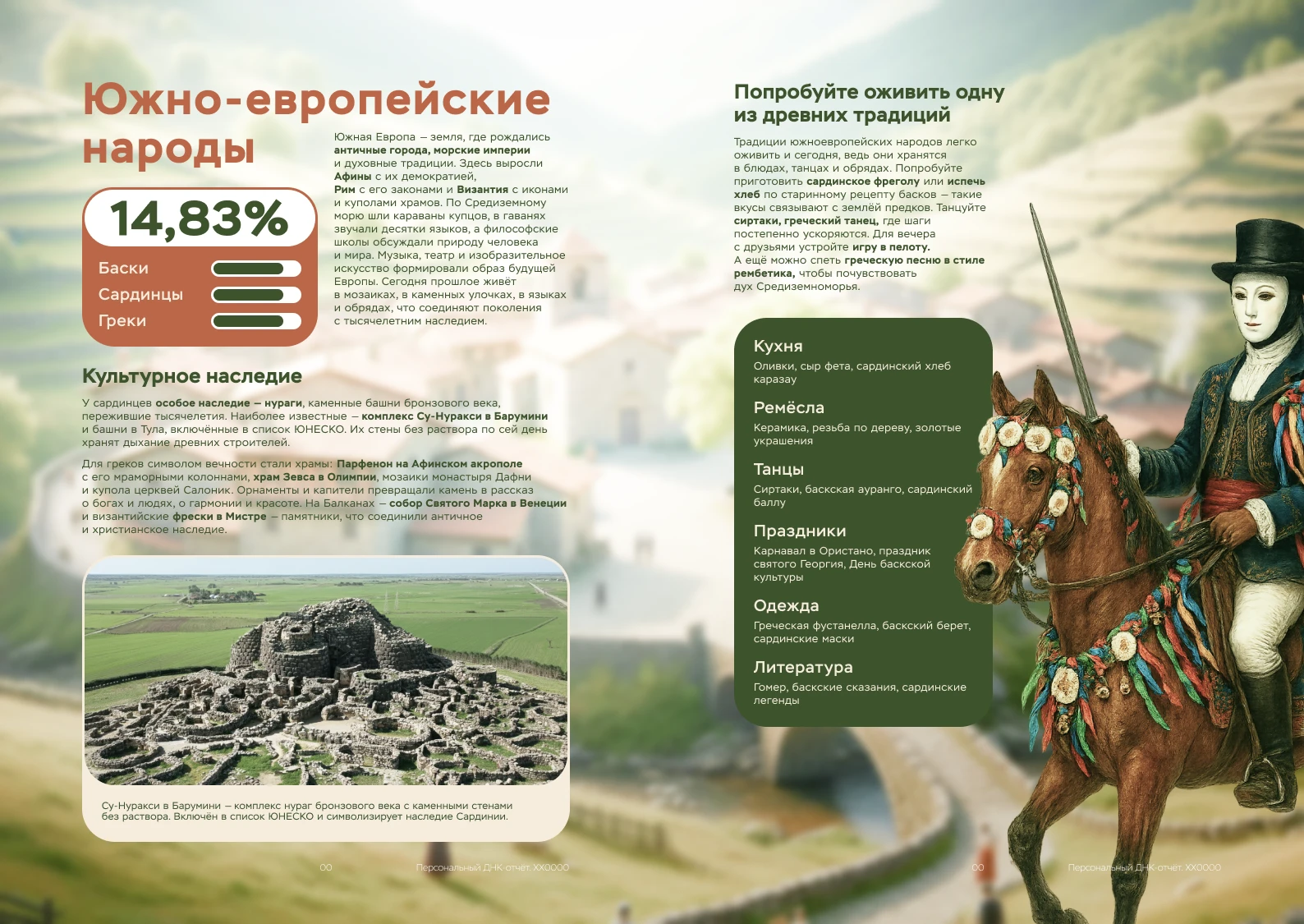 Пример отчёта ДНК-теста на происхождение: Южно-европейские народы